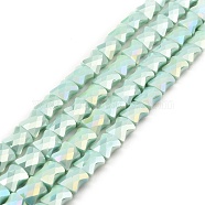 AB Color Plate Glass Beads Strands, Faceted Bamboo Stick, Aquamarine, 10.5~11x8x5mm, Hole: 1.4mm, about 60pcs/strand, 24.41~25.20''(62~64cm)(EGLA-P051-06A-B09)
