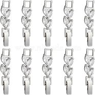 SUPERFINDINGS 10Pcs Brass Clear Cubic Zirconia Watch Band Clasps, Leaf, Platinum, 32x6x4mm, Hole: 3x3.7mm(ZIRC-FH0001-38P)