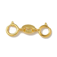 S925 Sterling Silver Double Spring Ring Clasps, Golden, 17.5x6x1mm(STER-R003-08G)