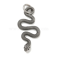 316 Surgical Stainless Steel Pendants, with Jump Ring, Snake Charm, Antique Silver, 44x18.5x3mm, Hole: 7mm(STAS-E212-115AS-C)