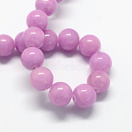 Natural Dyed Yellow Jade Gemstone Bead Strands, Round, Medium Orchid, 8mm, Hole: 1mm, about 50pcs/strand, 15.7 inch(X-G-R271-8mm-YXS04)