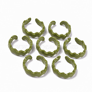 Spray Painted Alloy Cuff Rings, Open Rings, Cadmium Free & Lead Free, Wave, Olive Drab, US Size 5(15.7mm)(X-RJEW-T011-16-RS)