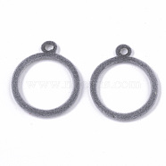 Flocky Alloy Pendants, Ring Round, Gray, 30x25x2mm, Hole: 3mm(X-PALLOY-S134-004E)
