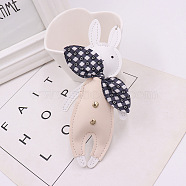 PU Leather Rabbit Keychain, with Iron Findings, for Women Bag Car Key Decorations, Beige, Rabbit: 15cm(PW-WG67475-01)
