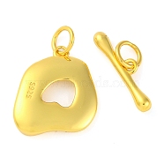 925 Sterling Silver Toggle Clasps, Nuggets, Real 18K Gold Plated, 14.5mm, Hole: 3mm(STER-U005-08G)