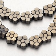 Electroplate Non-magnetic Synthetic Hematite Beads Strands, Flower, Antique Bronze Plated, 8x3mm, Hole: 1mm, about 54pcs/strand, 15.7 inch(G-F300-07-06)