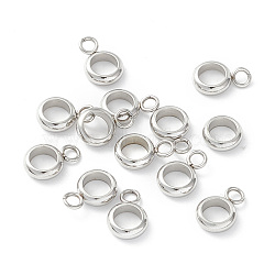 201 Stainless Steel Tube Bails, Loop Bails, Ring Bail Beads, Stainless Steel Color, 9x6x2mm, Hole: 1.8mm(STAS-M294-02P-01)