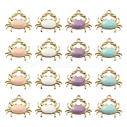 40Pcs 4 Colors Eco-Friendly Zinc Alloy Pendants, with Enamel, Cadmium Free & Nickel Free & Lead Free, Crab Shape, Light Gold, Mixed Color, 18x20x3mm, Hole: 1.6mm, 10pcs/color(ENAM-CJ0002-30)