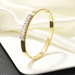 304 Stainless Steel Hinged Bangles for Women, with Crystal Rhinestone, Rectangle, Golden, 1/4 inch(0.6cm), Inner Diameter: 2x2-3/8 inch(5x6cm)(BJEW-G734-02G)