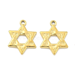 PVD Vacuum Plating 304 Stainless Steel Pendants, Star of David Charm, Real 18K Gold Plated, 17x13x1.5mm, Hole: 1.6mm(STAS-L278-86G)