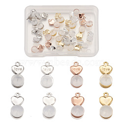 24Pcs 4 Colors Silicone Ear Nuts, Earring Backs, with Brass Findings, Heart, Mixed Color, 11.2x6x5.5mm, 6pcs/color(FIND-TA0001-52)