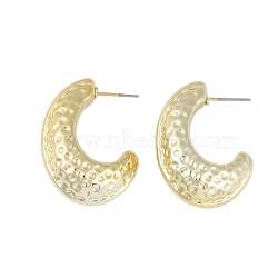 Texture Moon CCB Plastic Stud Earrings for Women, with 304 Stainless Steel Pin, Golden, 35x14mm(EJEW-Q382-06G)