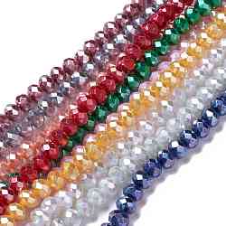 Opaque Glass Beads Strands, Faceted, Rondelle, Mixed Color, 8x6mm, Hole: 1mm, about 98pcs/strand, 24.02''(61cm)(GLAA-H022-01A)