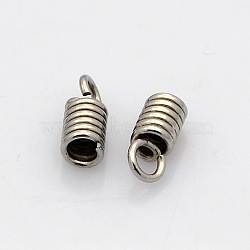 Tarnish Resistant 304 Stainless Steel Terminators, Cord Coil, Stainless Steel Color, 9x3.5mm, Hole: 2mm, Inner Diameter: 2mm(STAS-N024-06-2mm)