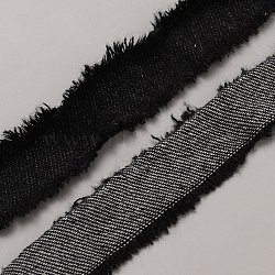 Denim Fabric Ribbons, for Clothing Decoration, Black, 7/8~1-1/8 inch(22~30mm)(DIY-WH0580-47D)