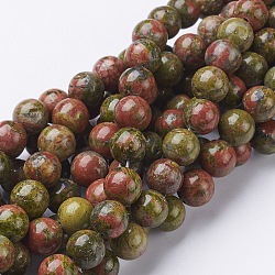 Natural Unakite Beads Strands, Round, about 10mm in diameter, hole: 1mm about 40pcs/strand, 16 inch(GSR10mmC043)