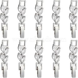 SUPERFINDINGS 10Pcs Brass Clear Cubic Zirconia Watch Band Clasps, Leaf, Platinum, 32x6x4mm, Hole: 3x3.7mm(ZIRC-FH0001-38P)