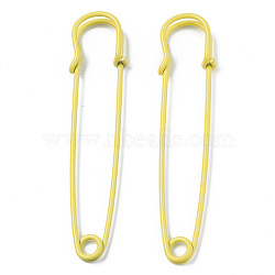 Spray Painted Iron Safety Pins, for Brooch Making, Kilt Needles, Yellow, 75x17x6mm, Hole: 4.5mm, Pin: 1.5mm(IFIN-T017-09M)