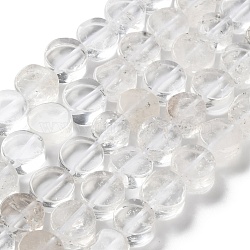Natural Quartz Crystal Beads Strands, Rock Crystal Flat Round Beads, 11~12x5.5~6.5mm, Hole: 0.8mm, about 34pcs/strand, 15.35 inch(39cm)(G-C161-A01-01)