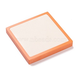 Resin Artificial Marble Jewelry Displays, with PU Leather, Square, Light Salmon, 15x15x1.2cm(AJEW-H117-09A)