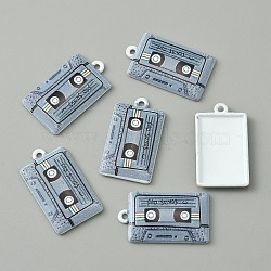 Baking Paint Alloy Pendants, Music Tape Shape Charm, Light Steel Blue, 26x15x2.5mm, Hole: 1.4mm(FIND-WH0152-228B)