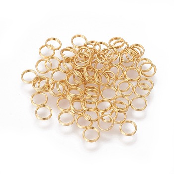 304 Stainless Steel Split Rings, Double Loops Jump Rings, Real 18k Gold Plated, 5x1mm, Inner Diameter: 4mm