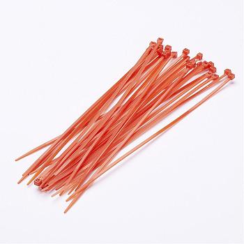 Plastic Cable Ties, Tie Wraps, Zip Ties, Orange Red, 200x2.5x1mm, about 500strands/bag