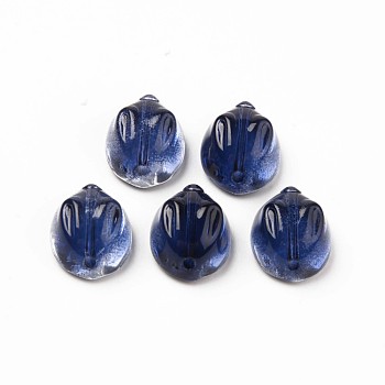 Transparent Glass Beads, Rabbit, Prussian Blue, 14x12x8mm, Hole: 1.4mm