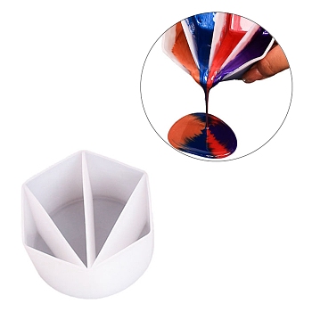 Reusable Split Cup for Paint Pouring, Silicone Cups for Resin Mixing, 4 Dividers, White, 102x89x52mm, Inner Diameter: 24~98mm