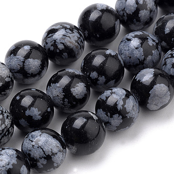 Natural Snowflake Obsidian Beads Strands, Round, 8mm, Hole: 1mm, about 50pcs/strand, 15.7 inch