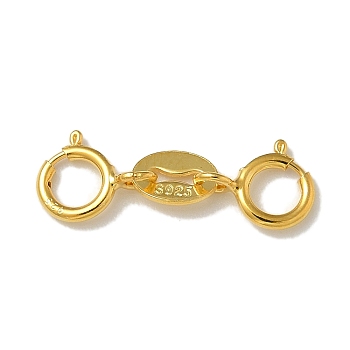 S925 Sterling Silver Double Spring Ring Clasps, Golden, 17.5x6x1mm