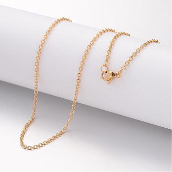 Ion Plating(IP) 304 Stainless Steel Necklace, Cable Chains, with Lobster Clasps, Golden, 19.69 inch(500mm), 2mm