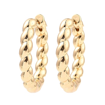 Brass Hoop Earrings, Twist Ring, Light Gold, 19.5x20.5x3mm