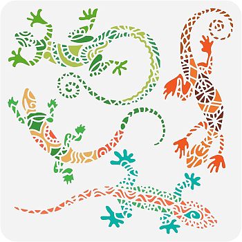 PET Hollow Out Drawing Painting Stencils, for DIY Scrapbook, Photo Album, Lizard Pattern, 30x30cm