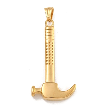 Ion Plating(IP) 304 Stainless Steel Big Pendants, Hammer Charm, Golden, 59.5x30x7mm, Hole: 9x5mm