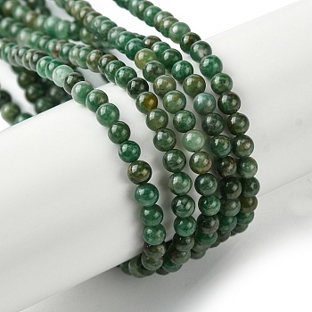 Natural African Jade Beads Strands, Round, 3mm, Hole: 0.5mm, about 127pcs/strand, 15.75''(40cm)