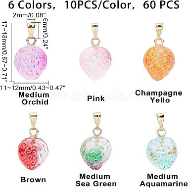 SUPERFINDINGS 60Pcs 6 Colors Two Tone Transparent Spray Painted Glass Pendants(GLAA-FH0001-30)-4