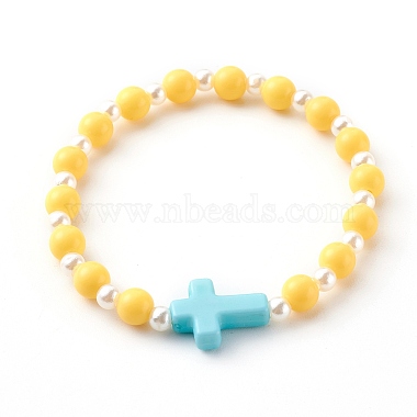 bracelets de perles extensibles acryliques opaques pour enfants(X-BJEW-JB06230)-5