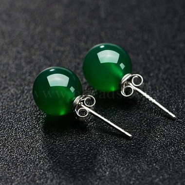 Round Imitation Jade Beads Stud Earrirngs for Girl Women(EJEW-BB46205-A)-3