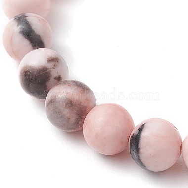 8.5 bracelets extensibles ronds en perles de jaspe zèbre rose naturel de mm(BJEW-JB10466-02)-4