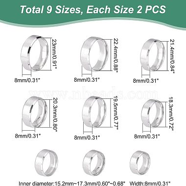 DICOSMETIC 18Pcs 9 Size 201 Stainless Steel Plain Band Ring for Men Women(RJEW-DC0001-07B)-4