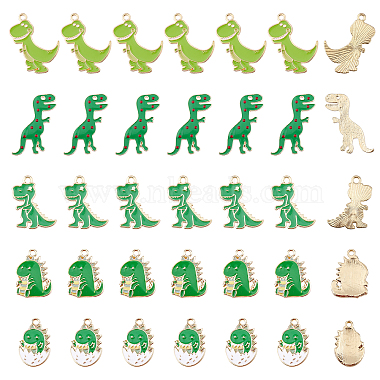 Green Dinosaur Alloy+Enamel Pendants