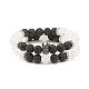 Natural Crackle Quartz & Lava Rock Round Beads Stretch Bracelets Set(BJEW-JB07205)-1