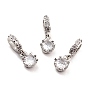Clear Crown Brass+Cubic Zirconia Dangle Charms(KK-A156-16P-RS)