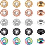 PVD Vacuum Plating 304 Stainless Steel Beads, with Plastic, Slider Beads, Rondelle, Mixed Color, 8x4mm, Hole: 2mm, 5 colors, 4pcs/color, 20pcs/box(STAS-UN0019-33)