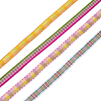 20 Yards 4 Colors Polyester Ribbon, Tartan Pattern, Mixed Color, 3/8 inch(11mm), 5 yards/color, 20 yards/set(OCOR-GF0004-65A)