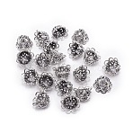 Tibetan Style Zinc Alloy Bead Cap, Multi-Petal, Flower, Antique Silver, 24.5~25x16mm, Hole: 2x5mm, Inner Diameter: 15mm(PALLOY-WH0085-79B)