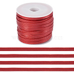 10 Yards Korean Waxed Polyester Cord, Flat, Red, 4mm, about 10.00 Yards(9.14m)/Set(YC-TA0001-22C)