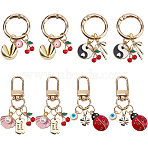 8Pcs 4 Styles Alloy Enamel Pendant Decorations, with Alloy Spring Gate Ring and Swivel Clasps, Mixed Color, 46~57mm, 2pcs/style(HJEW-FH00255)
