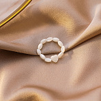 Natural Shell Beaded Stretch Rings for Women, Heart, Old Lace, Inner Diameter: 15mm(WG0687E-02)